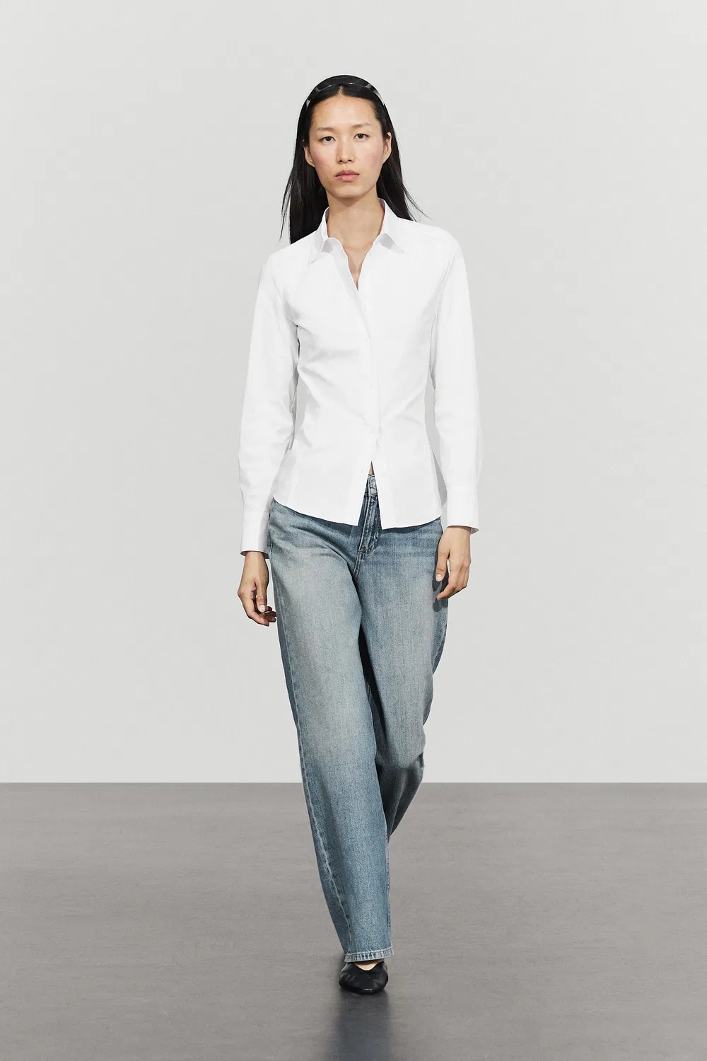 Рубашка Massimo Dutti Cotton Blend Poplin, белый
