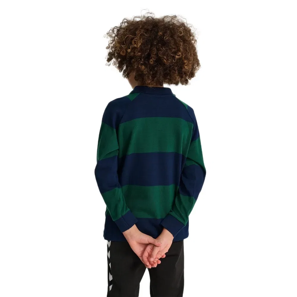 Детское поло для девочек с длинным рукавом Hummel Loose Striped, Blue — фото 2
