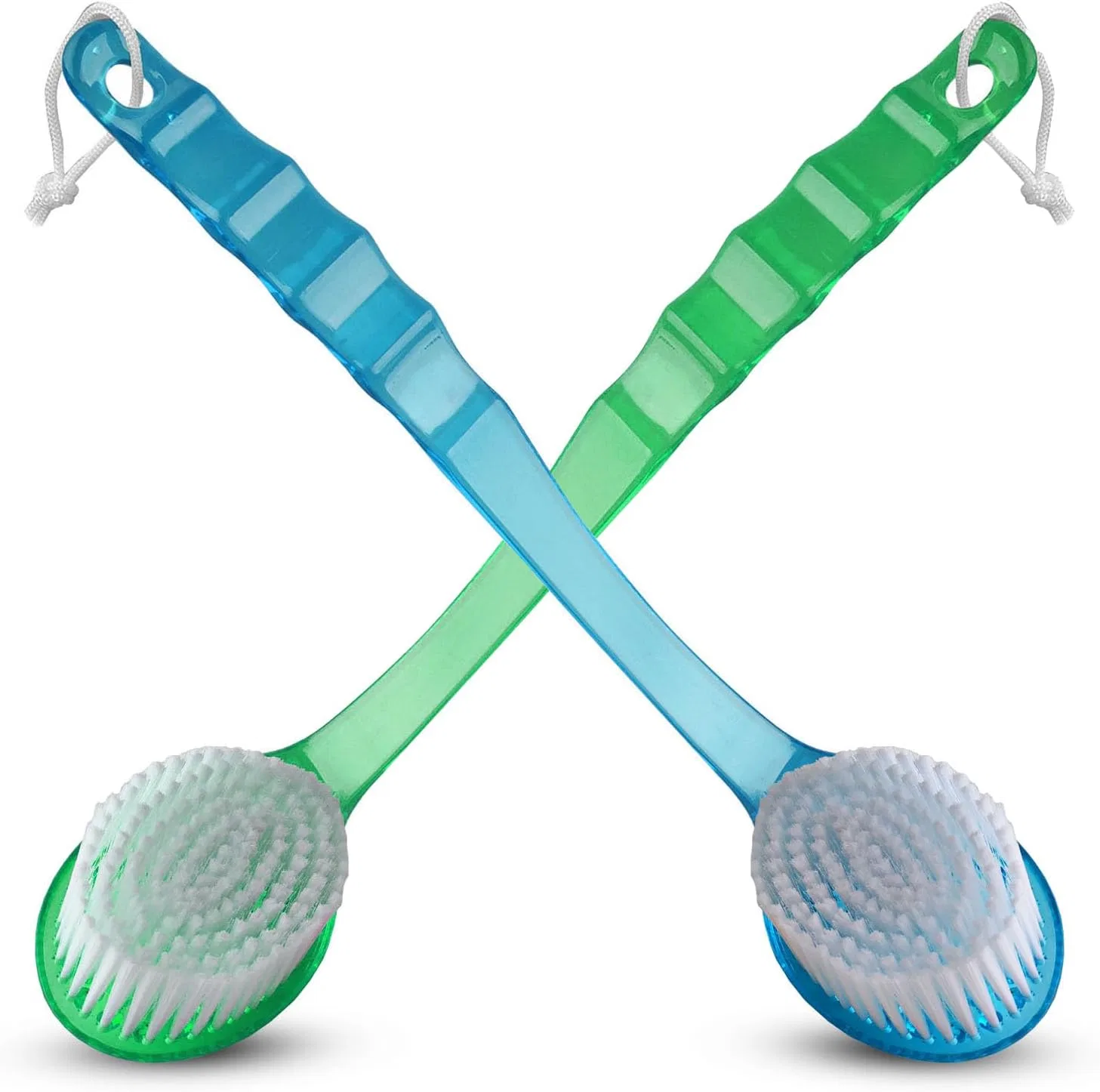 Щетка для душа с длинной ручкой, 2 шт, KT Deals, 14.2 дюйма, Blue/Green