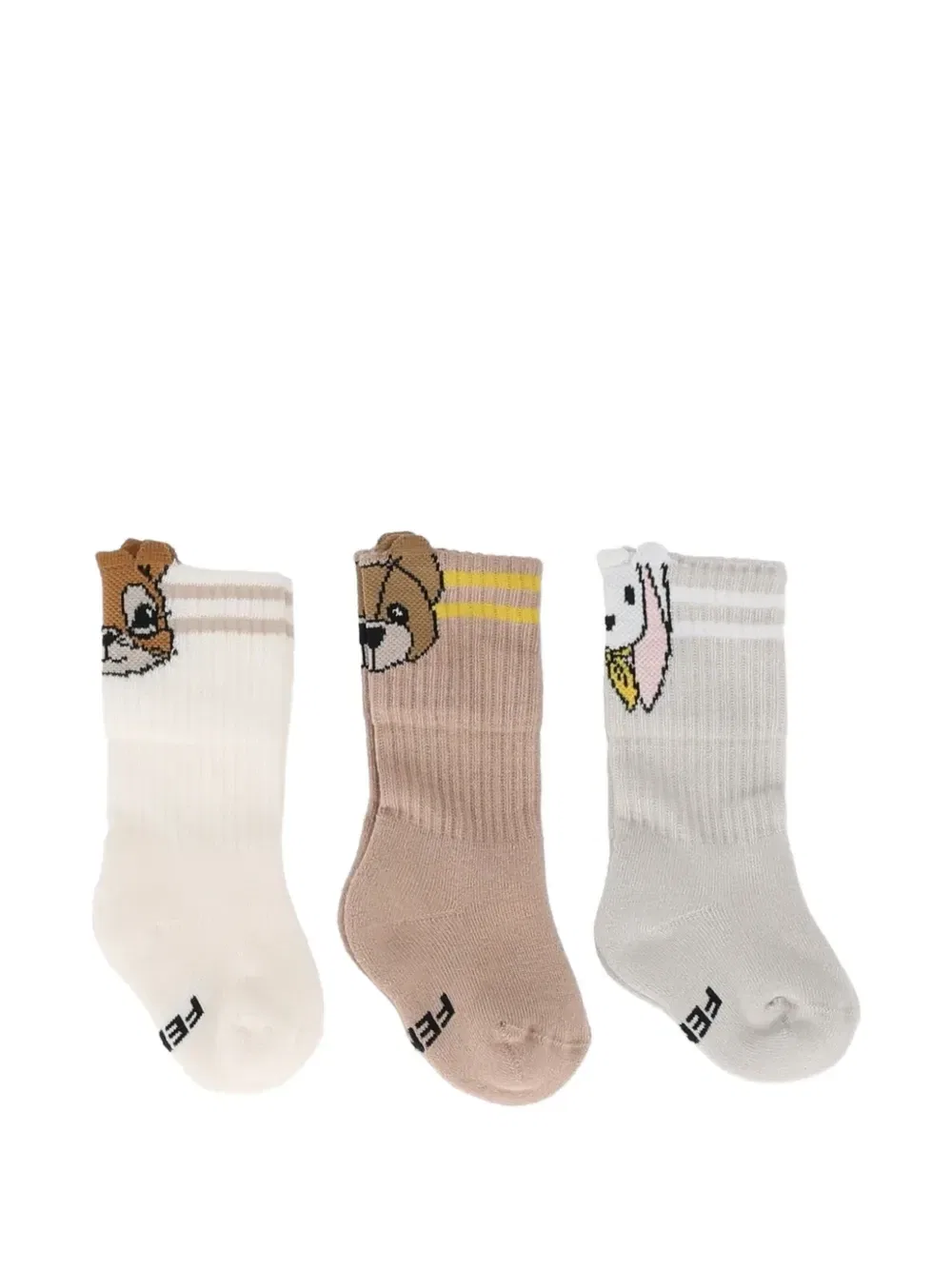 Носки с жаккардовым узором Mascotte (комплект из трех штук) Fendi Kids, бежевый