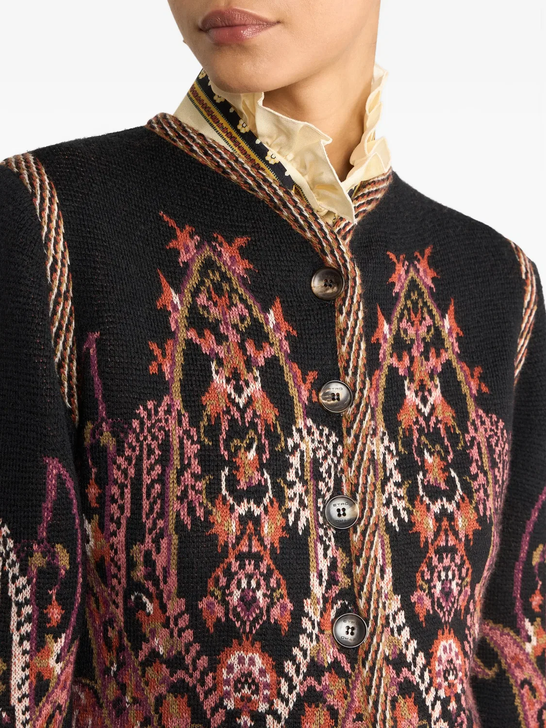 Кардиган с узором из жаккарда ETRO, черный — фото 3