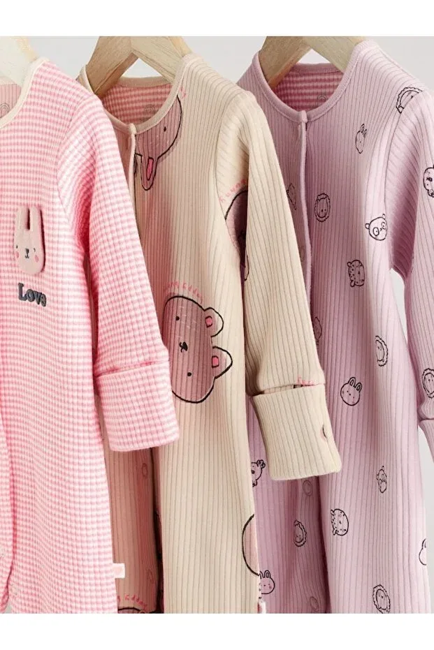 Детский комбинезон для девочек хлопковый с принтом Next Baby, Pink — фото 3