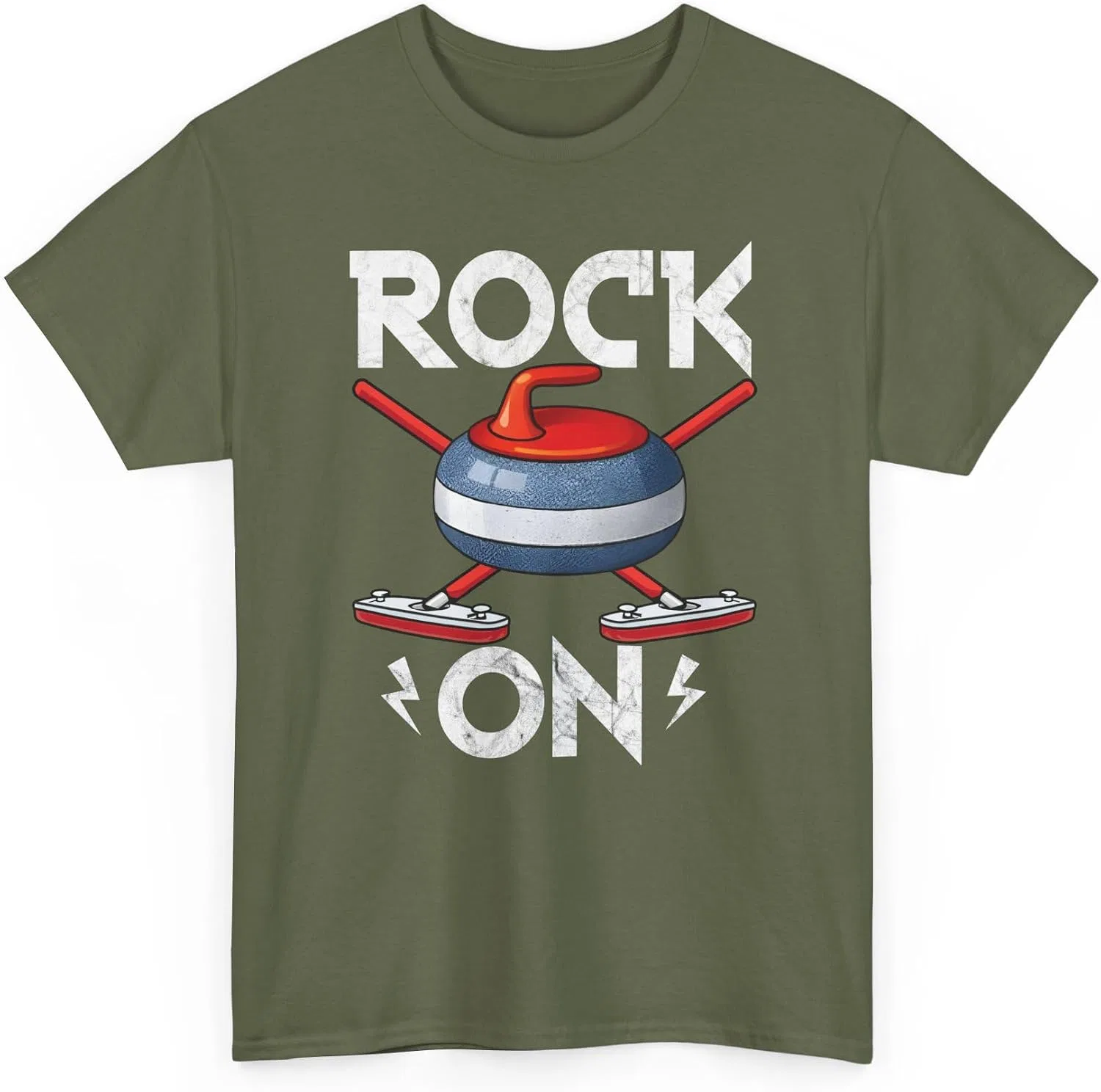 Мужская футболка с ретро-принтом Rock On Gildan 5000, Military Green