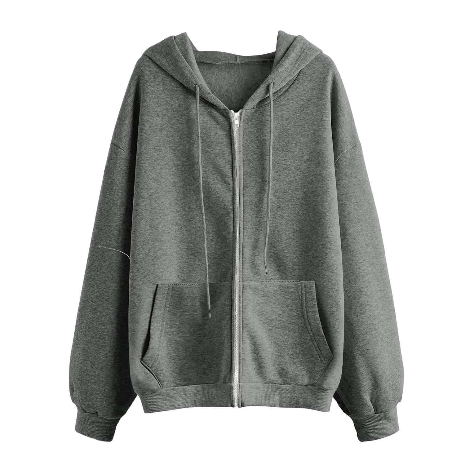Женская oversize куртка с молнией Y2k, Grigio Scuro — фото 4