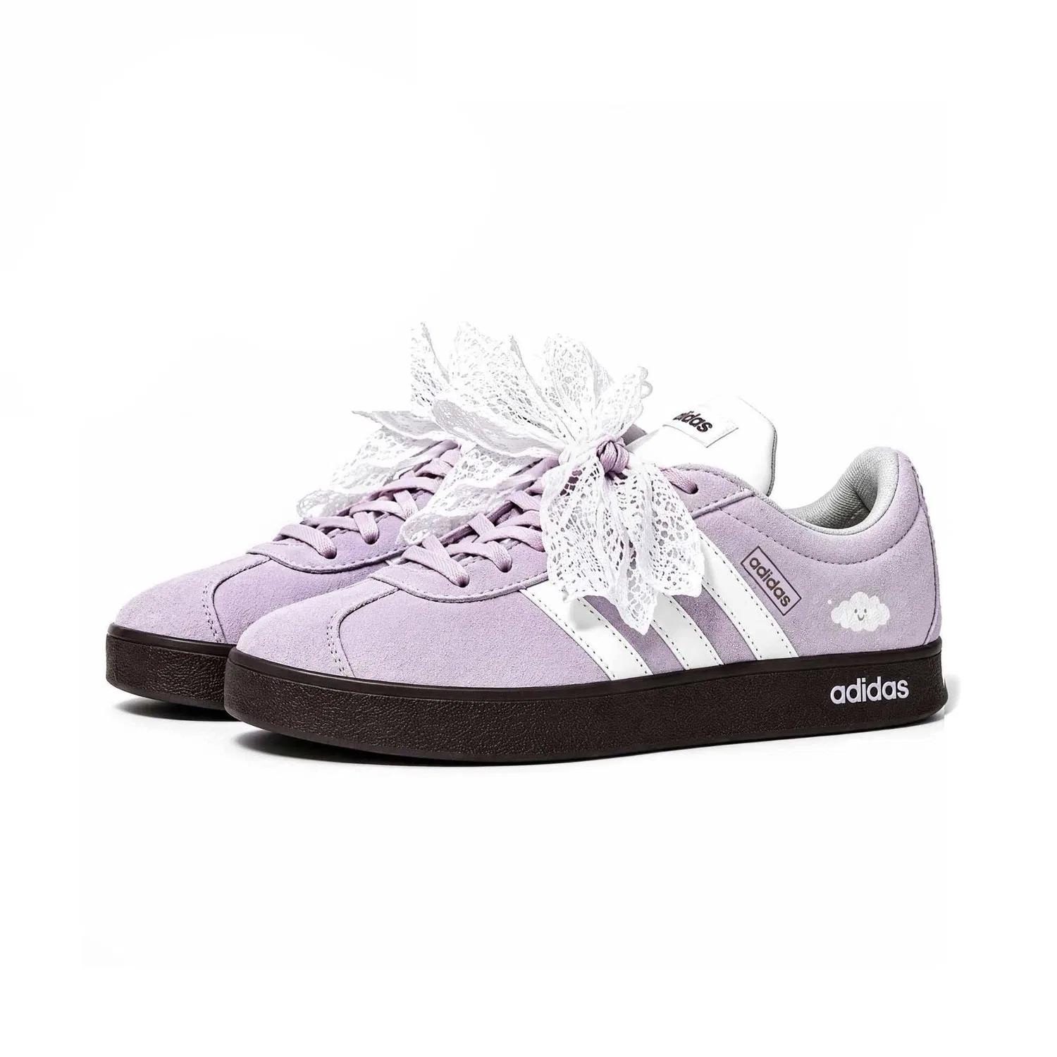 Кроссовки детские с низким верхом Adidas VL COURT 2.0 German Army Trainers, Purple Pink — фото 4