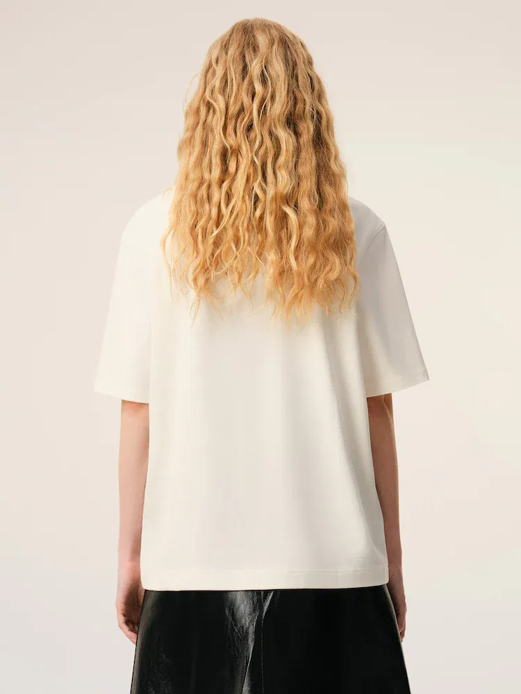 Футболка с принтом Boxy Fit AMI PARIS, White — фото 4