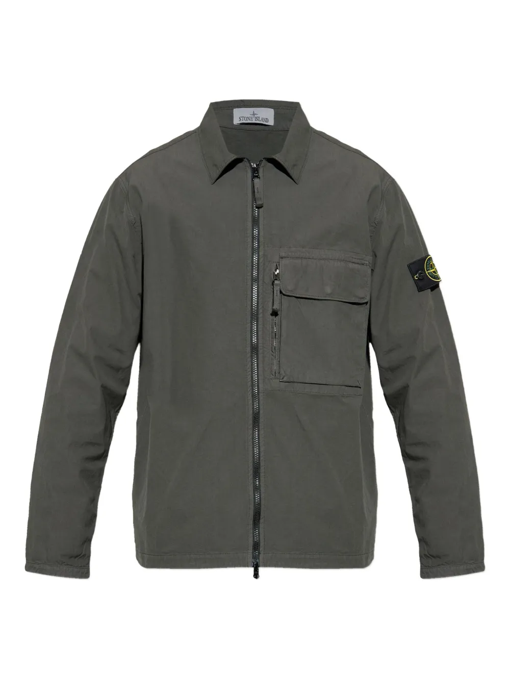 

Рубашка на молнии с накладным карманом Stone Island, серый