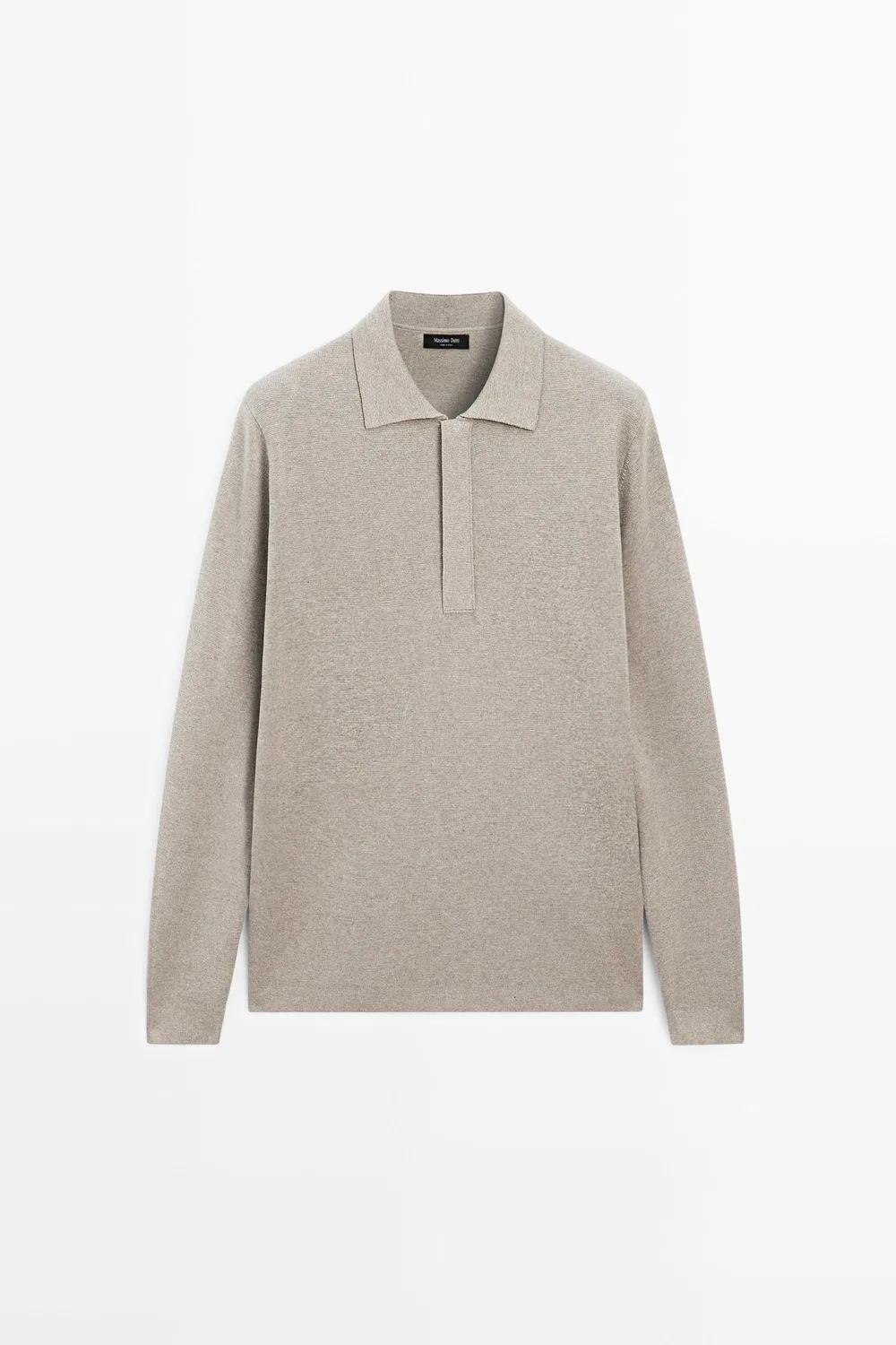 Свитер-поло Massimo Dutti Cotton Blend Zip-Up Knit, бежевый — фото 2