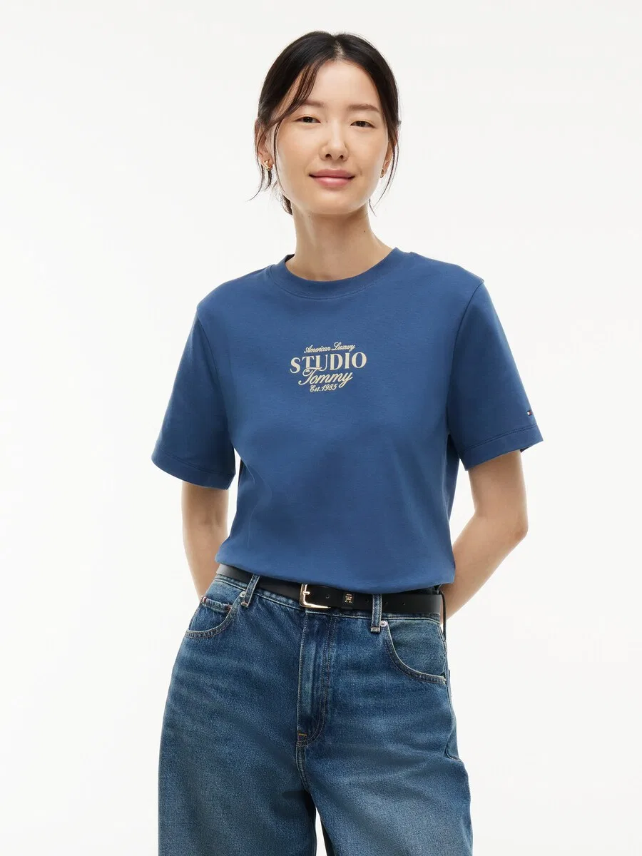 Футболка TOMMY HILFIGER цвета сапфир — фото 2