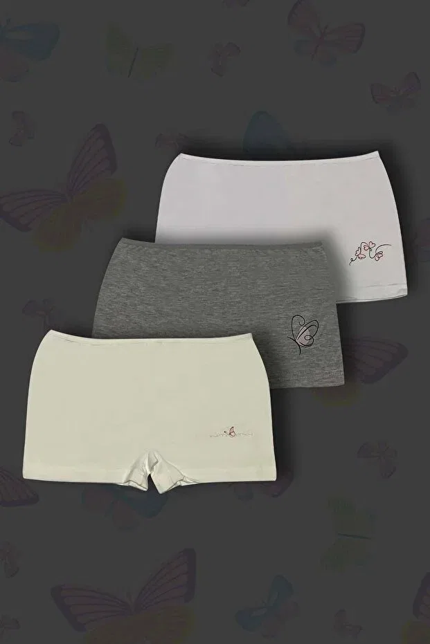 Детский комплект боксеров для мальчиков хлопковый Butterfly Printed Gri Mor Tekstil, Gray/White/Ecru