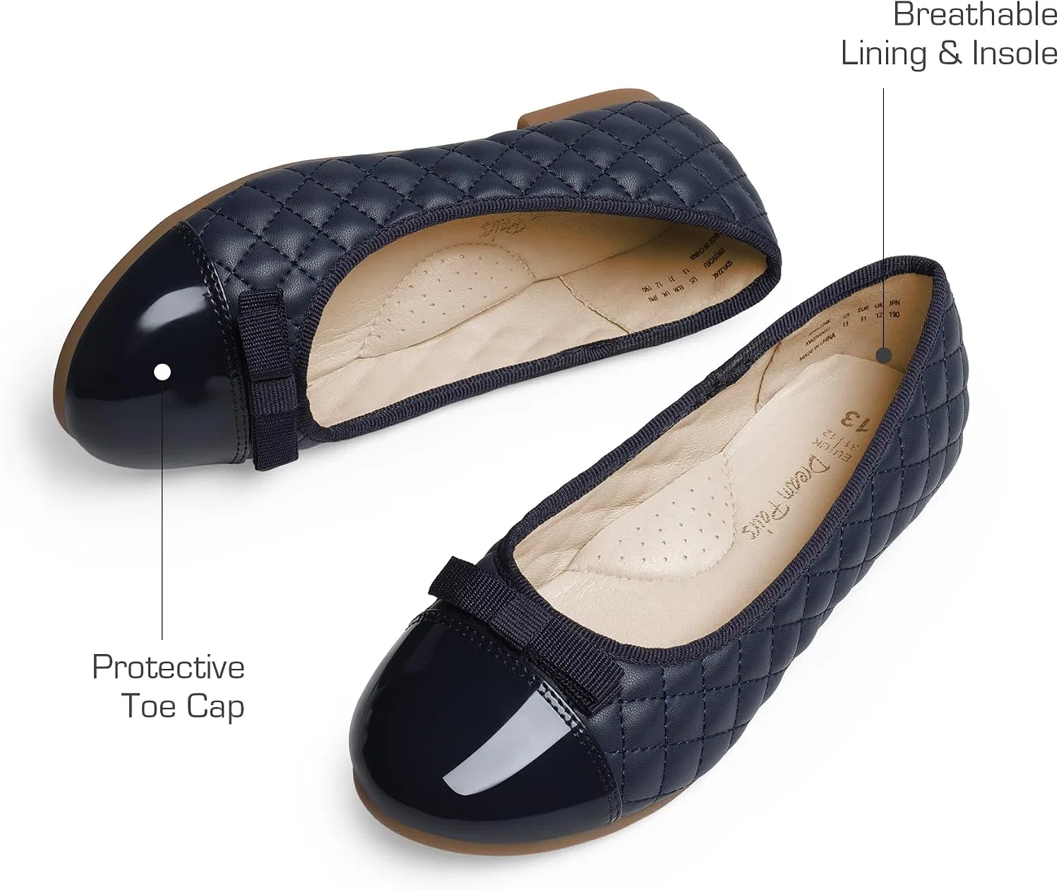 Детские балетки для девочек с бантом Dream Pairs, Navy/Blue — фото 4