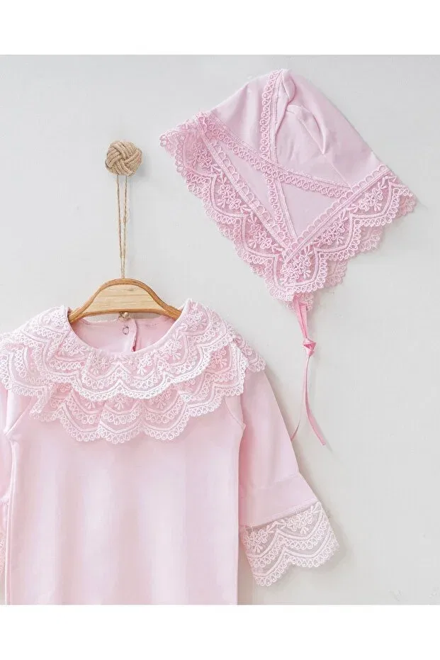 Детский комбинезон для девочек кружевной Lily hat Mert Baby, Pink — фото 4