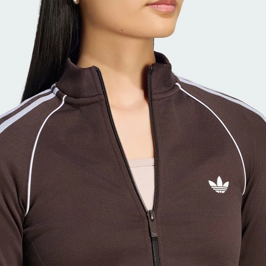 Толстовка на молнии ADIDAS ORIGINALS 'Essentials' шоколадного цвета — фото 3