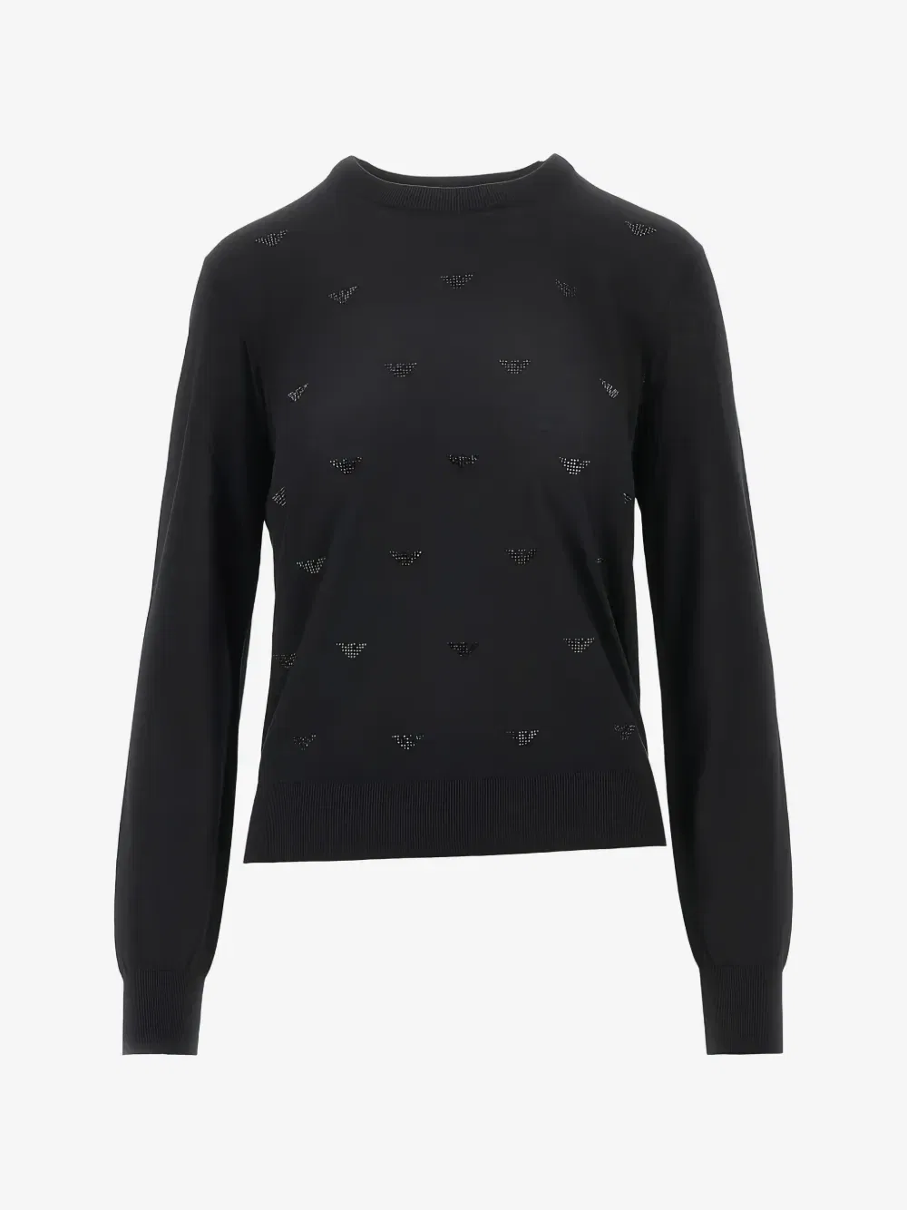Свитер украшенный кристаллами EMPORIO ARMANI, черный