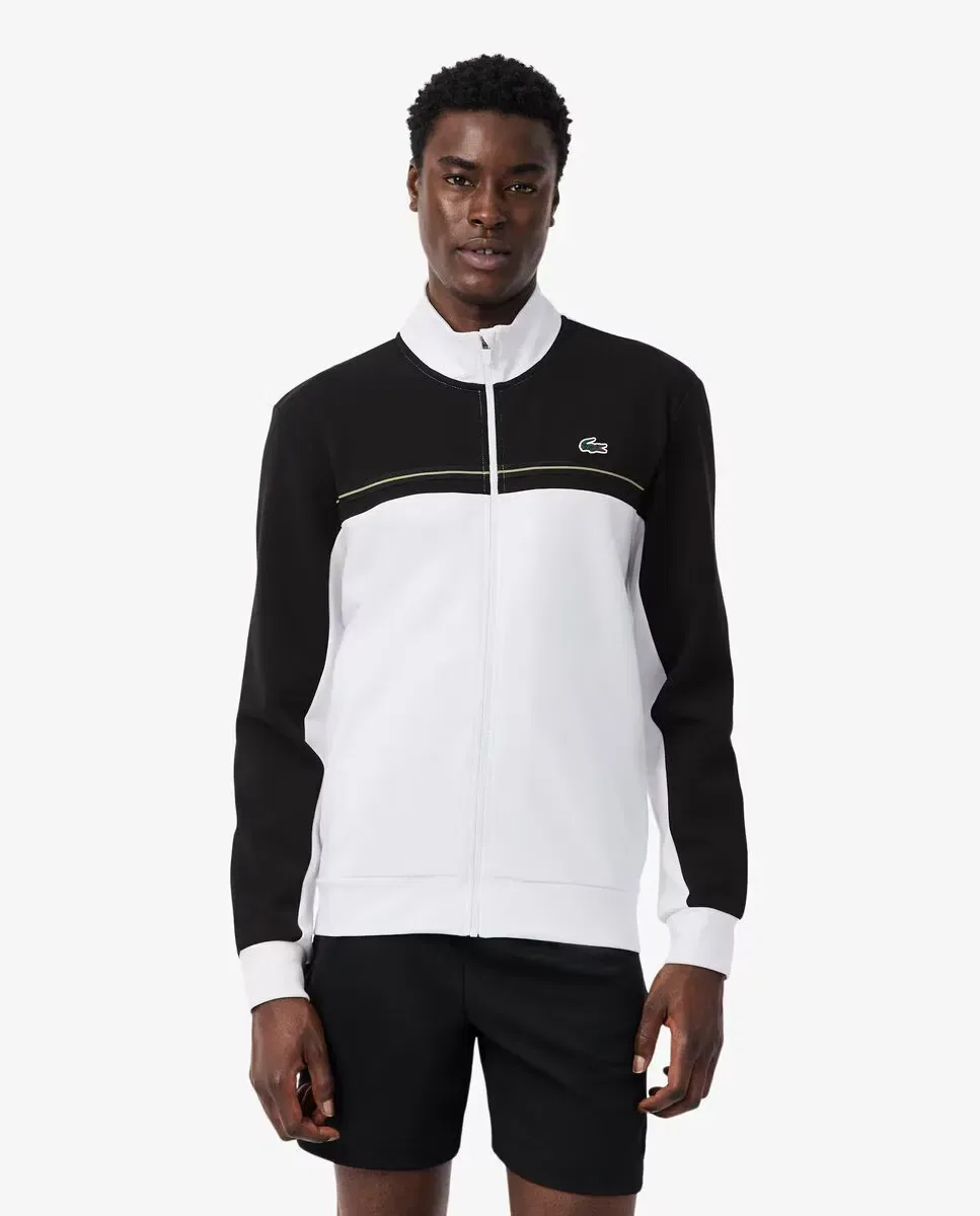 Мужская спортивная кофта на молнии с цветовыми блоками Lacoste, Negro / Blanco