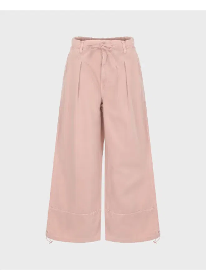 Брюки свободного кроя из хлопка Zara, темно-розовый