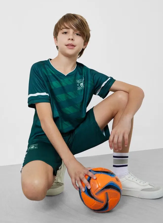 Комплект футболка и шорты с принтом KSA FIFA Football Styli, зеленый