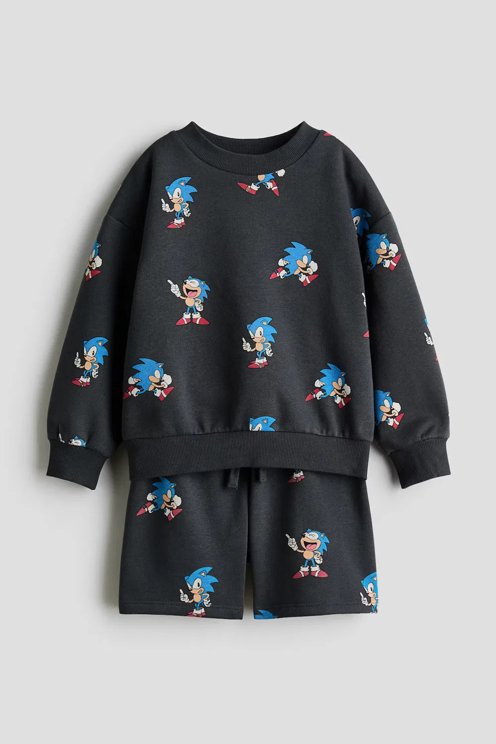 Комплект из двух предметов: толстовка и шорты H&M, Grau/Sonic The Hedgehog