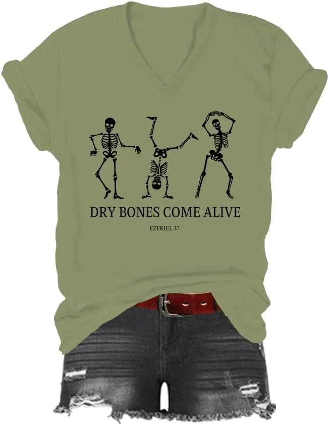 Футболка с принтом скелетов Dry Bones Come Alive, Green