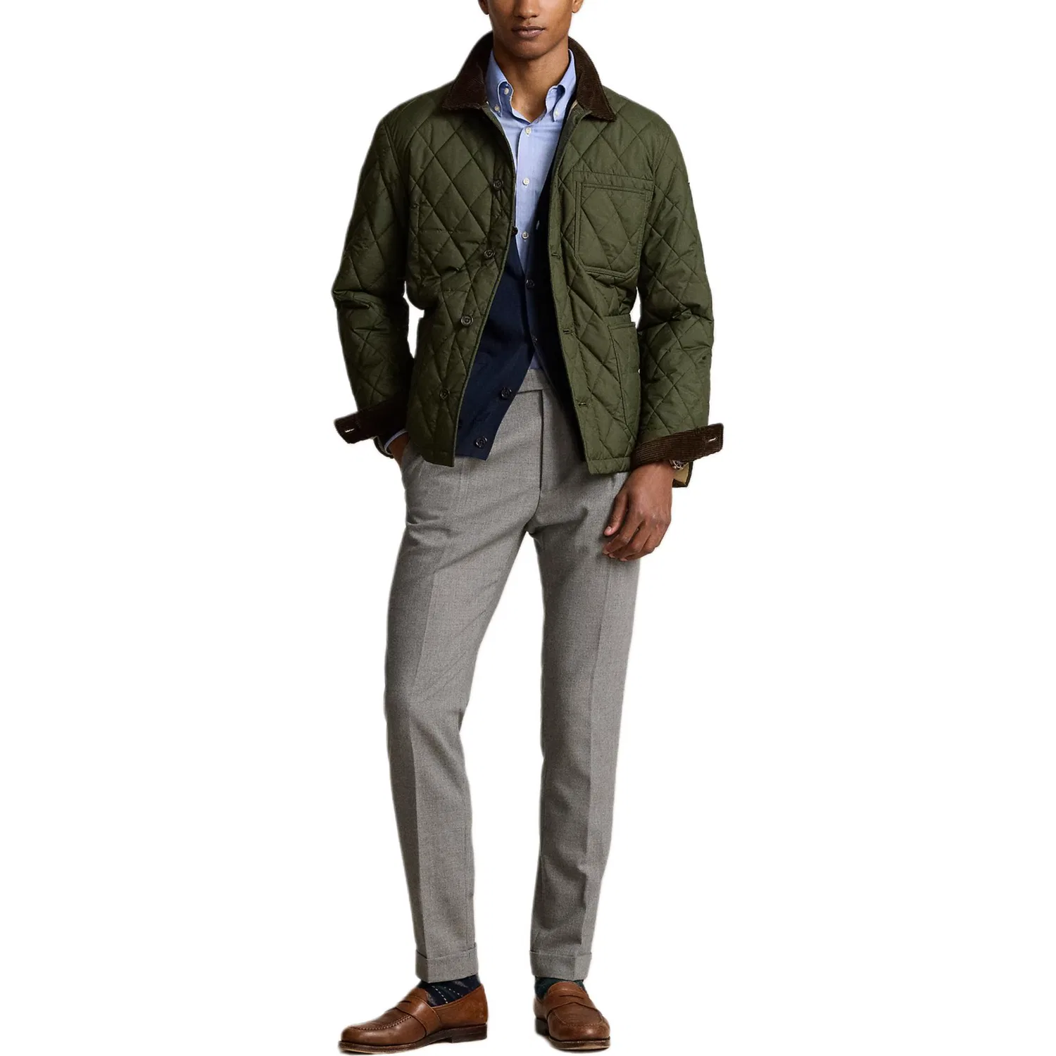Мужская куртка с вельветовым воротником Polo Ralph Lauren, Olive Green — фото 3