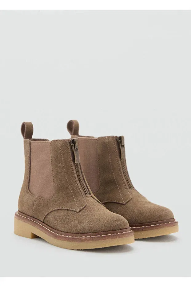 Детские ботильоны для девочек на плоской подошве Mango Baby, Medium Brown