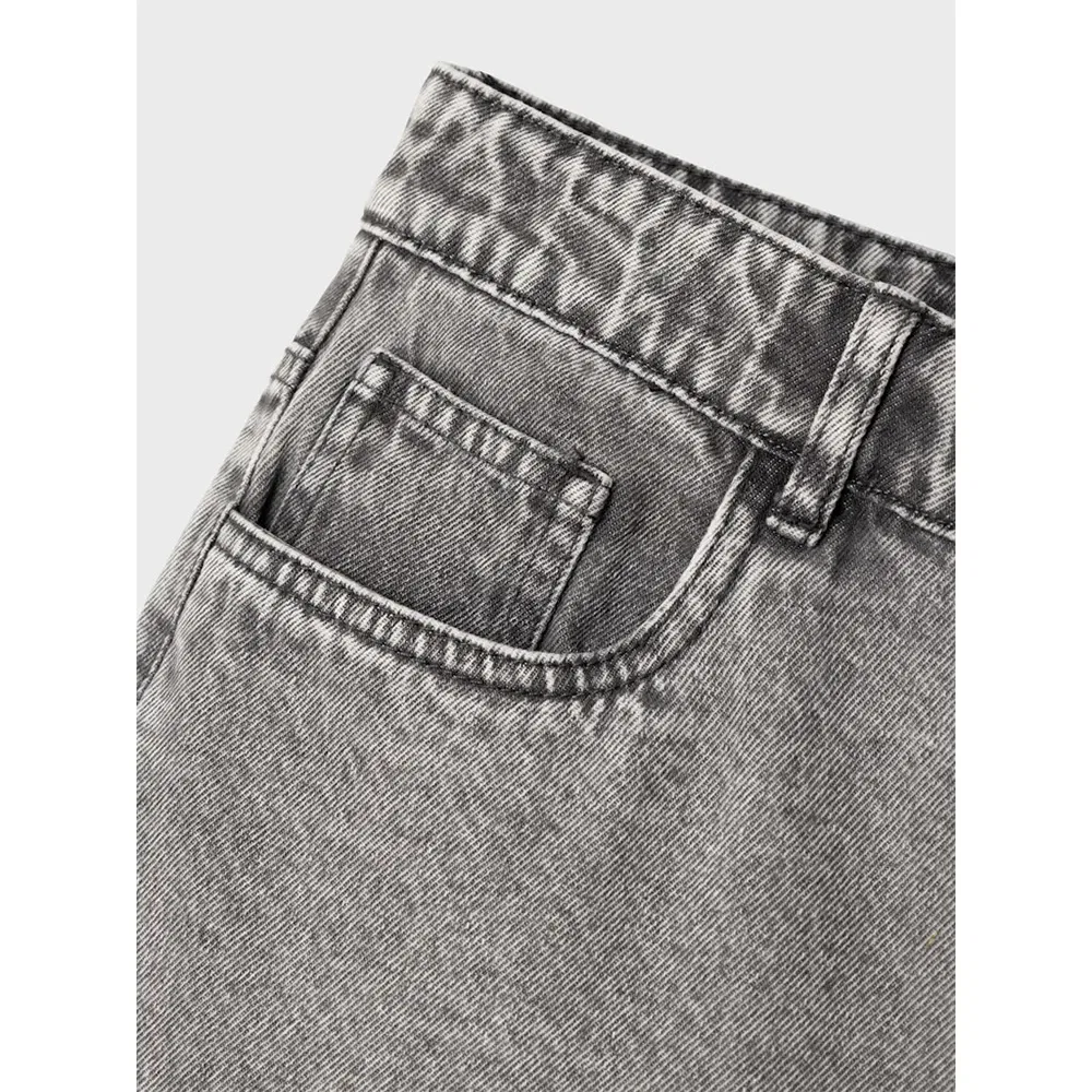 Детские джинсы для девочек с высокой посадкой Kizza Mom LMTD Name it, Grey — фото 4