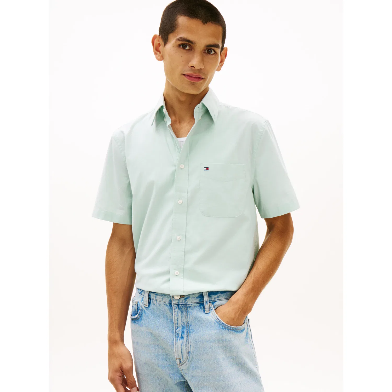 Мужская рубашка с коротким рукавом regular fit Tommy Hilfiger, Crushed Mint