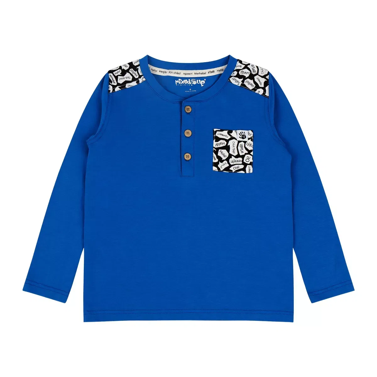 Детская рубашка-поло с длинным рукавом с карманом Little Voyager Mixed Up Clothing, Blue Multicolor