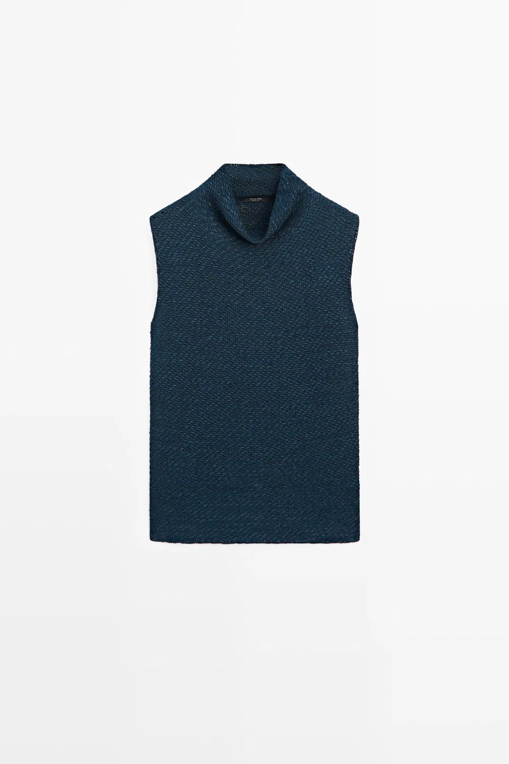 Топ Massimo Dutti Cotton Blend Roll Neck , темно-синий — фото 2