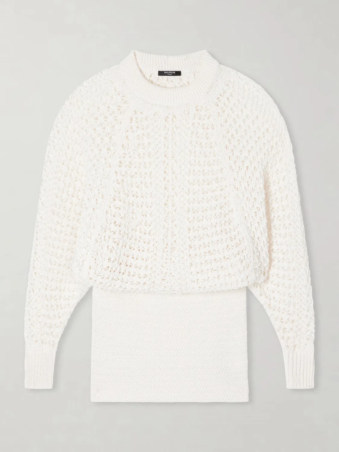 Вязаное мини-платье Balmain, белый