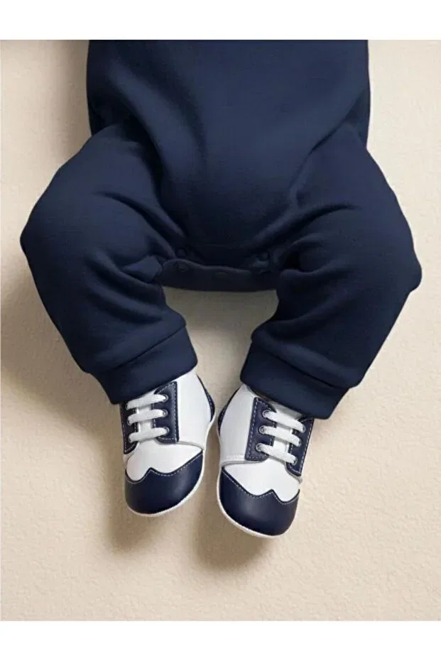 Детские туфли на шнуровке Minissa Baby Kids, Navy Blue And White
