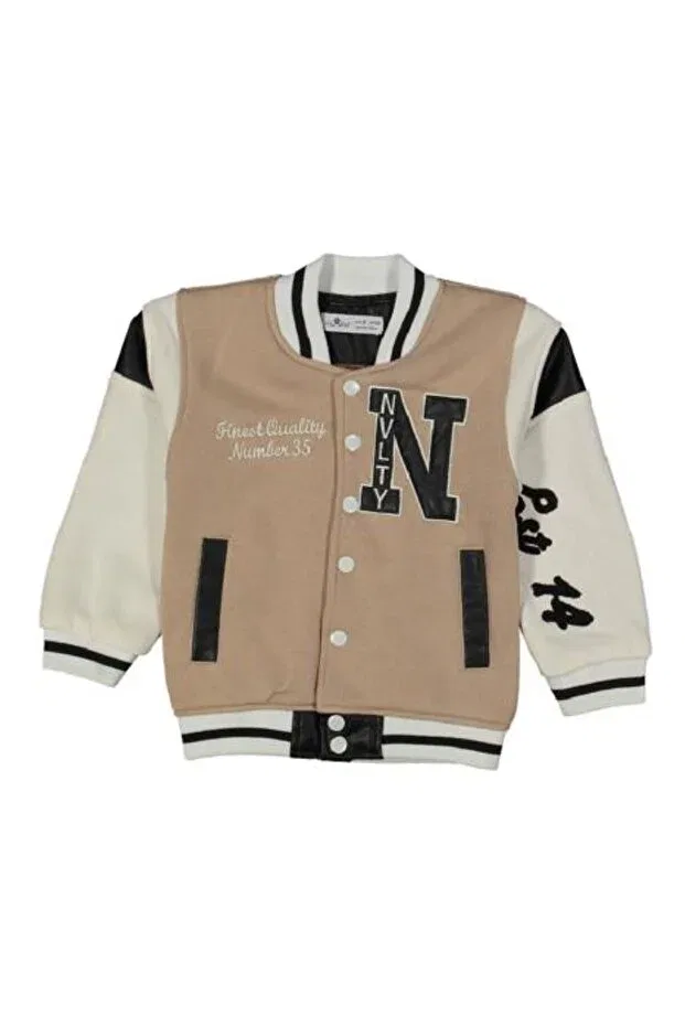 Детская куртка для девочек с вышивкой College Jacket Buttoned Steel Baby, Bej-Krem