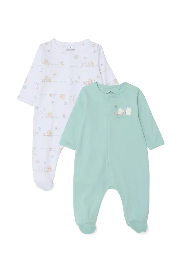 Комплект из двух спальных мешков с застежкой, хлопок, Twin pack with snap closure, Ovs, white, green, белый/зеленый