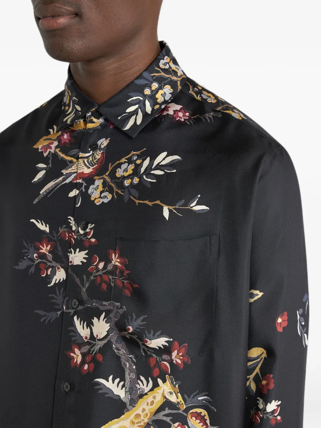 Шелковая рубашка с принтом, черная ETRO, черный — фото 2