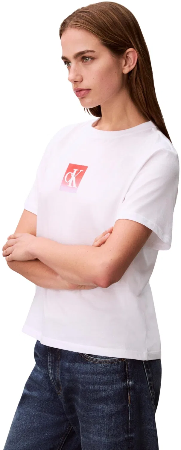 Женская футболка с коротким рукавом Classic Boxed Monogram Calvin Klein, White (Bright White) — фото 4