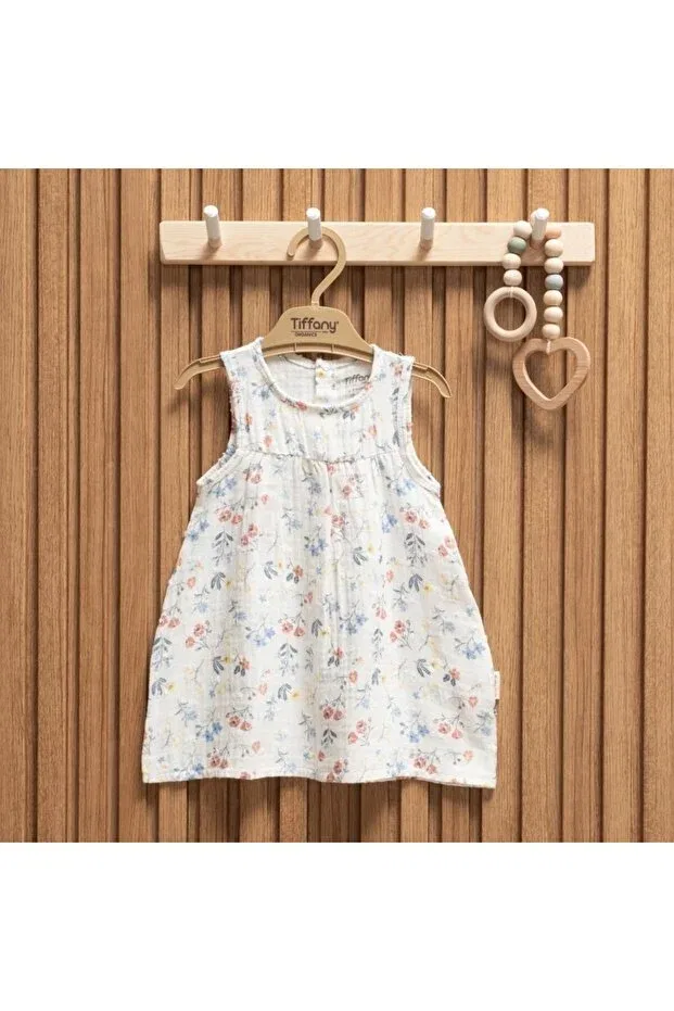 Детское платье для девочек хлопковое Muslin Sweet Theme Athlete Dress Tiffany, Ecru