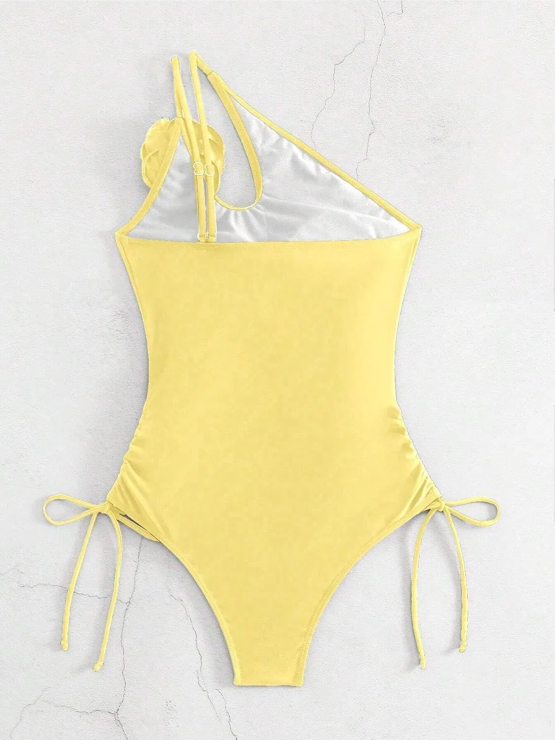 Женский цельнокроеный купальник с открытой спиной Monokini, Yellow — фото 4