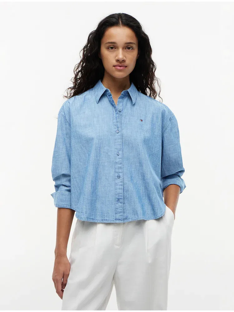 Сорочка с длинным рукавом из шамбре TOMMY HILFIGER, Blue