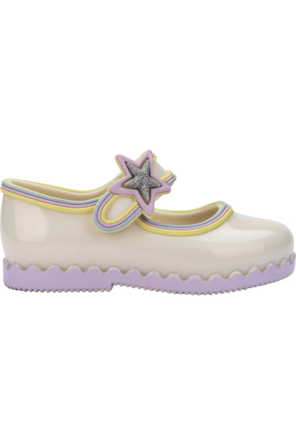 Детские туфли Мэри Джейн ароматизированные Hip Ballerina Mini Melissa, Beige/Lilac — фото 2