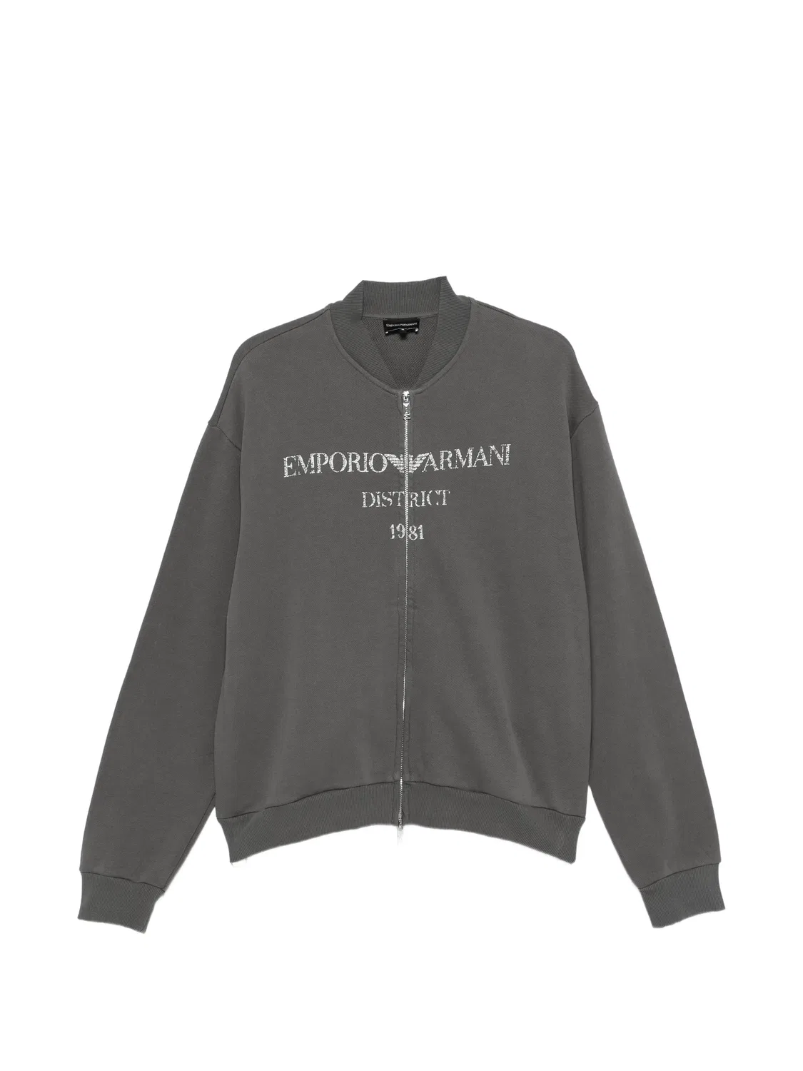 Свитшот на молнии с логотипом Emporio Armani, серый