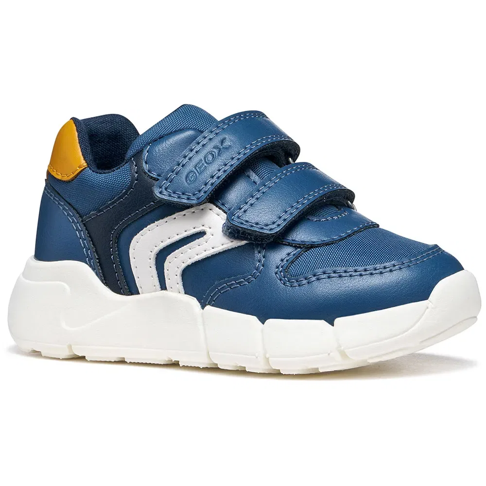 Детские кроссовки для мальчиков с эффектом кожи Geox Flexyper Mini, Blue — фото 2