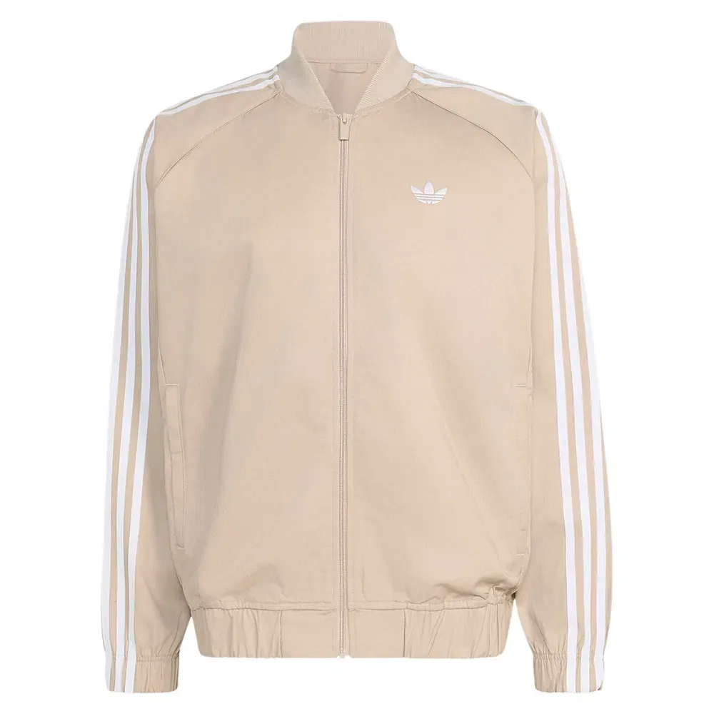 Худи на молнии Adicolor Classics Cotton Twill Track Adidas Originals, бежевый — фото 3