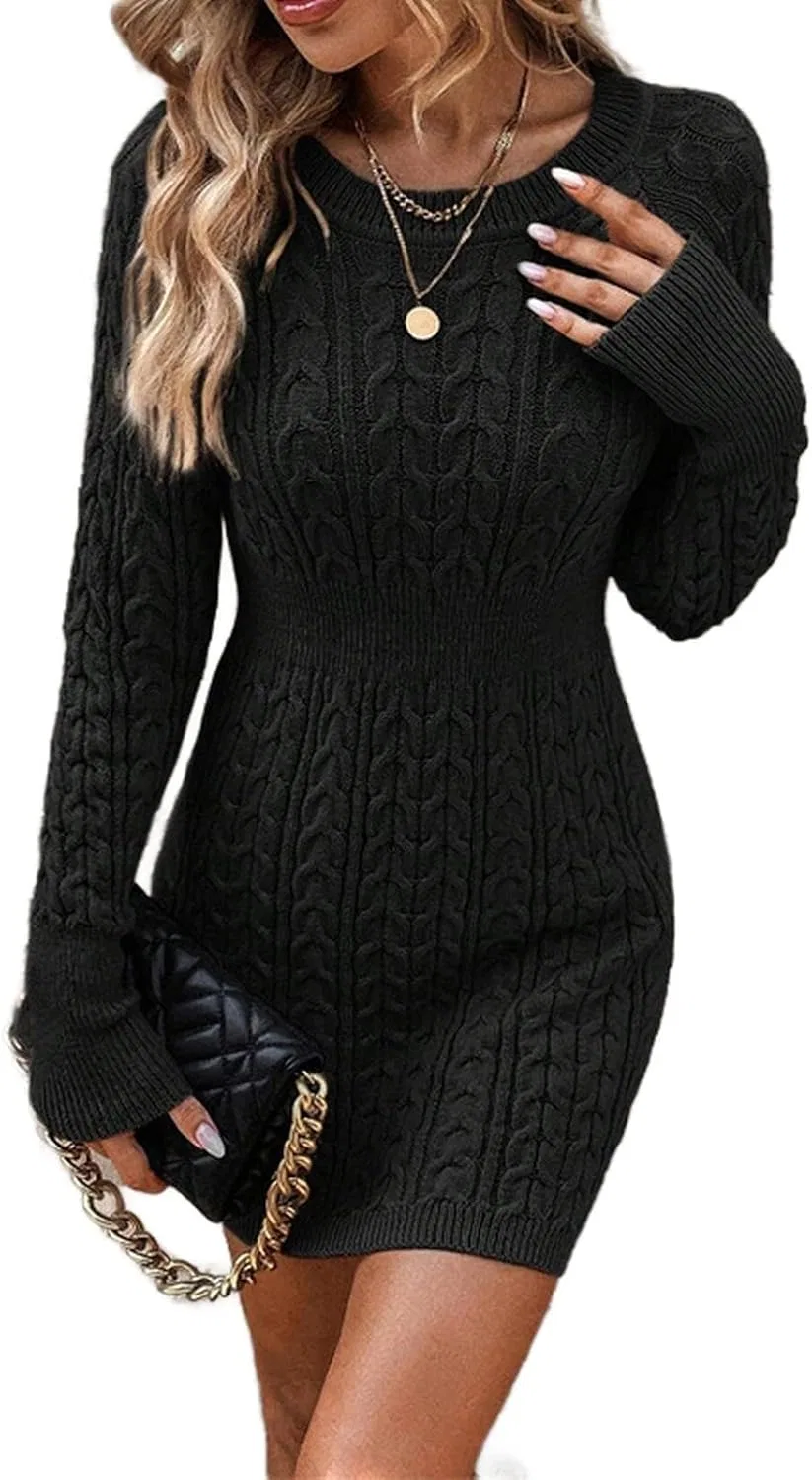 Женское вязаное платье с косами Bodycon, 5