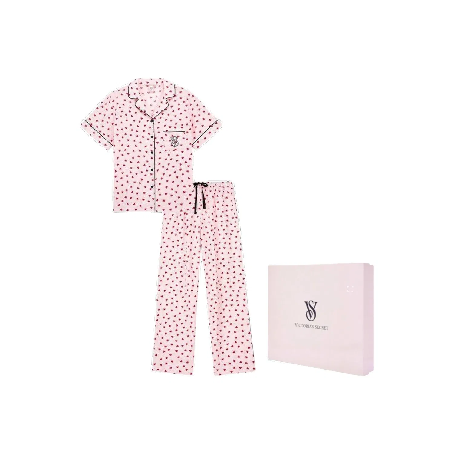 Женский комплект пижамы с принтом Pink Heart Print Victoria's Secret, Set (Pink Heart Print) Gift Box Set