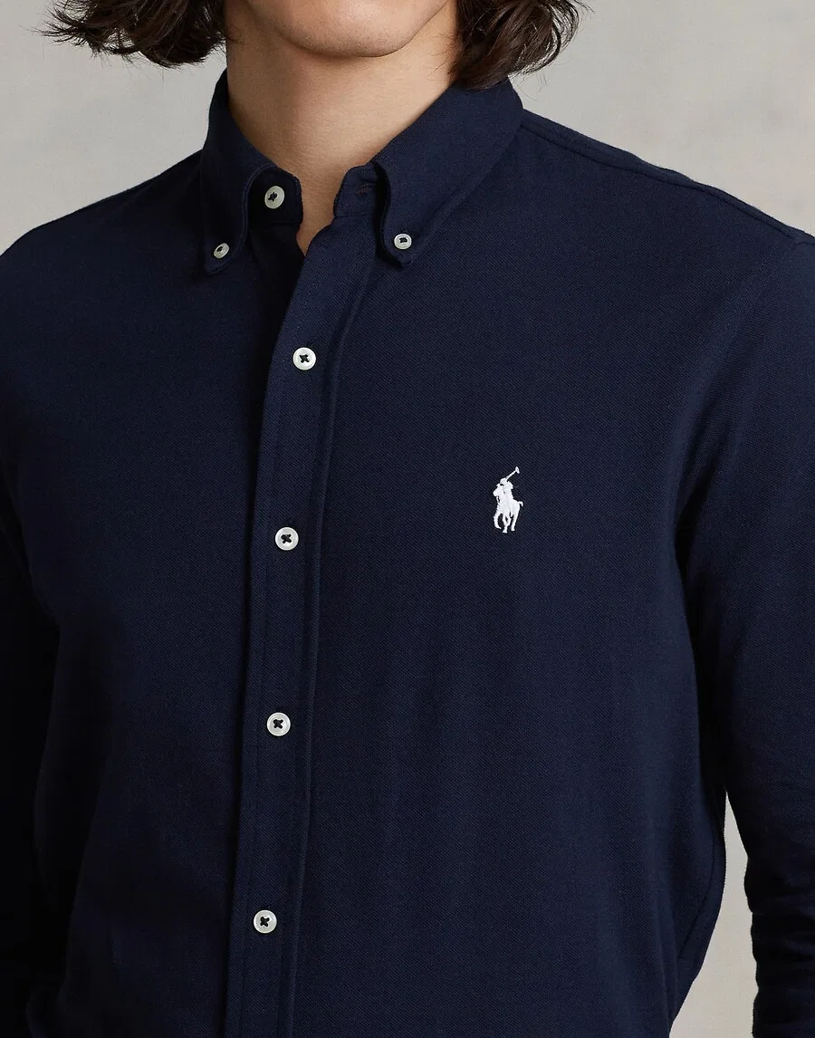 Рубашка Polo Ralph Lauren прямого кроя на пуговицах, темно-синяя — фото 2
