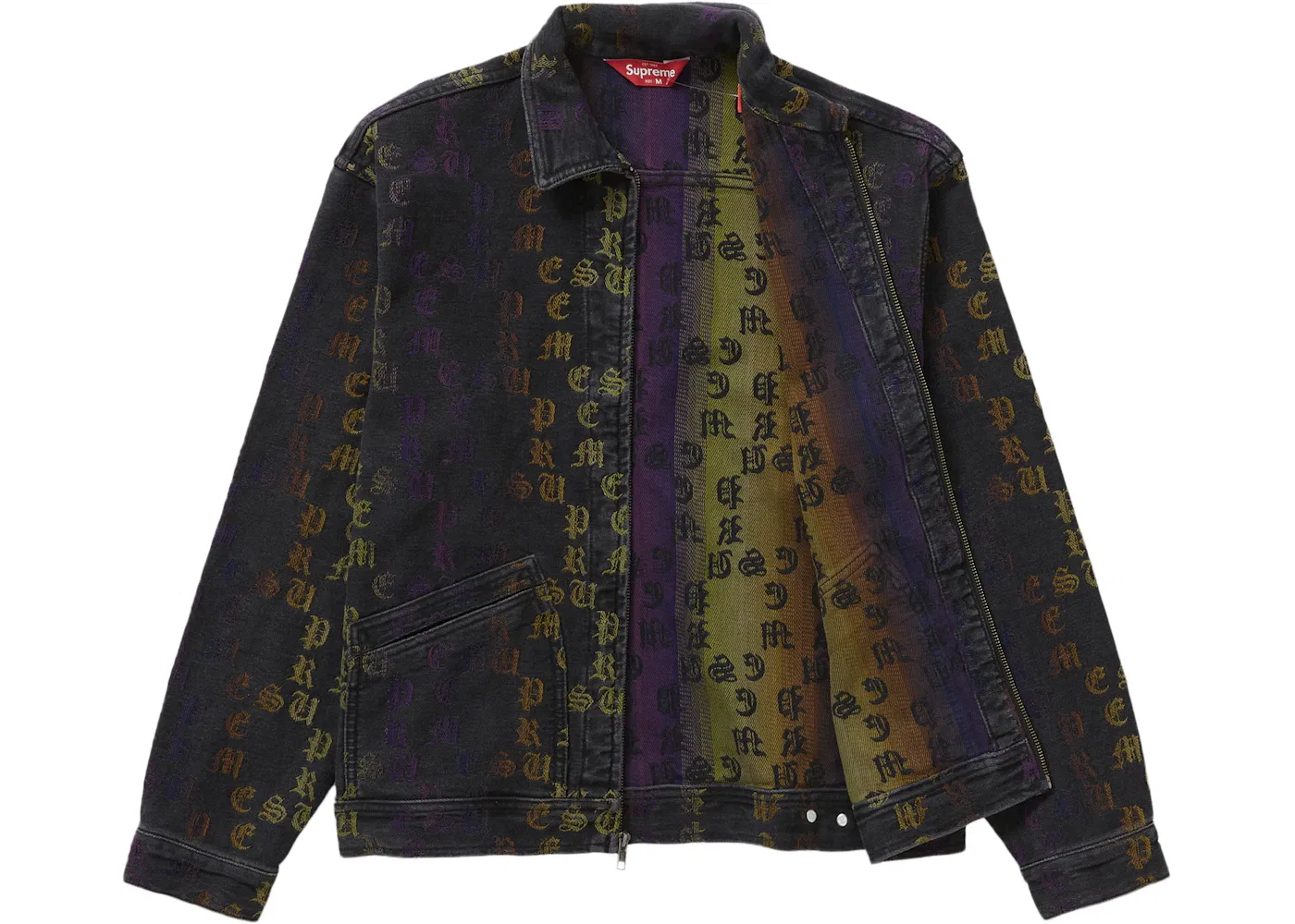 Мужская джинсовая куртка с градиентным жаккардовым принтом Supreme, Black — фото 3