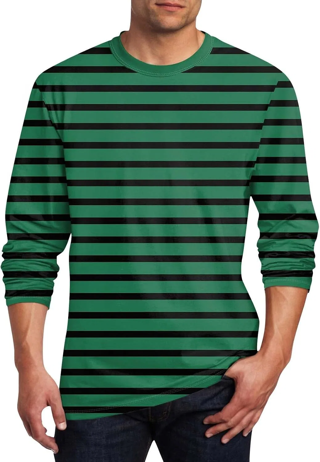 Мужская длинная футболка с круглым вырезом, 2-green