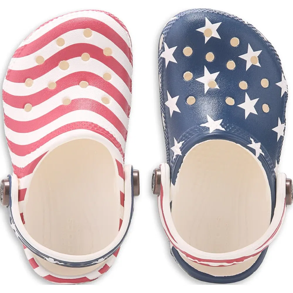 Детские классические сабо с графическим рисунком для малышей Crocs, Chalk Multi — фото 4