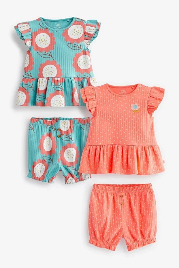 Детский комплект из футболки и шорт с принтом Next Baby, Orange/Turquoise