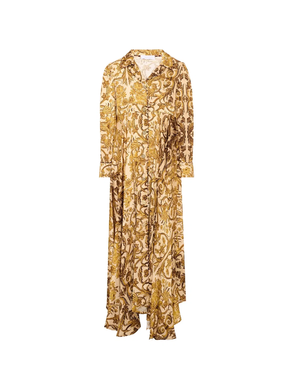 Платье макси с длинными рукавами и цветочным принтом Roberto Cavalli Junior, золотистый